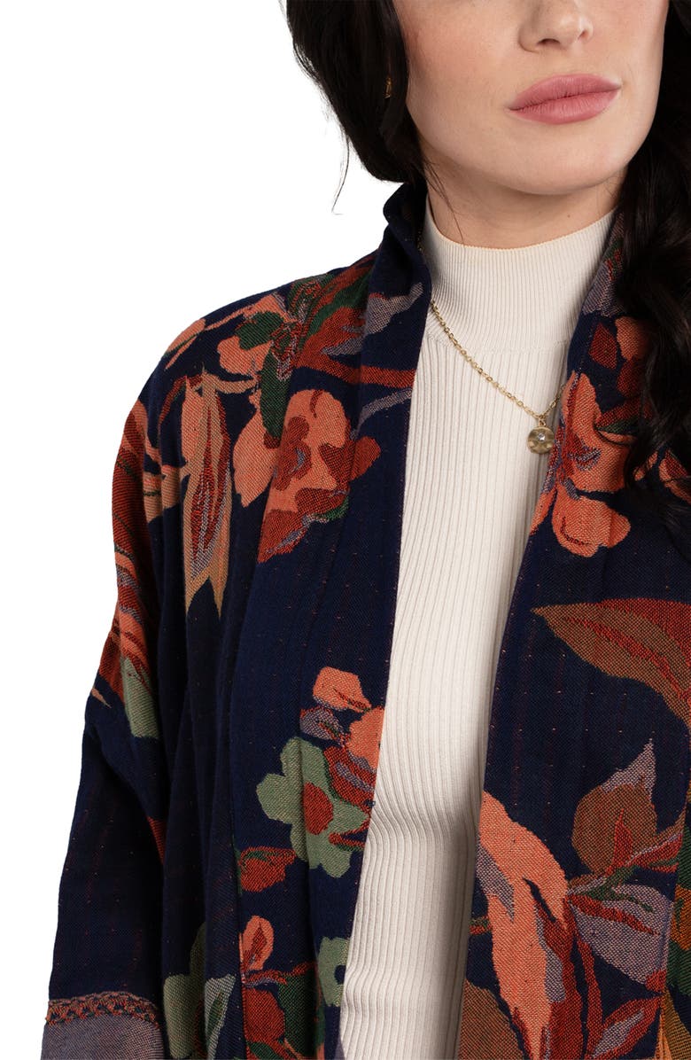 SAACHI Midnight Maple Floral Ruana, Alternate, color, Navy