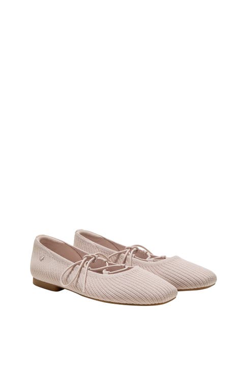 Miley Square-Toe Ballet Flats Lace-Up Mary Janes