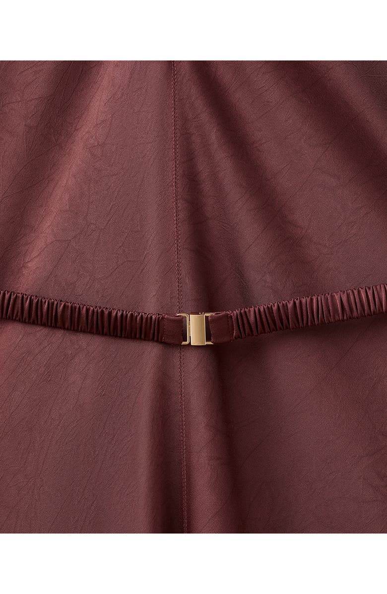 MANGO Long Sleeve Satin Midi Dress, Alternate, color, Maroon