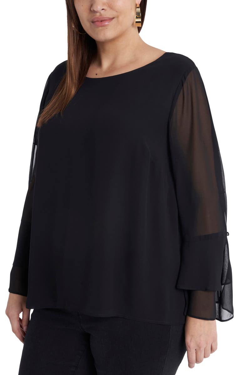 Vince Camuto Ruffle Cuff Chiffon Top, Main, color, 