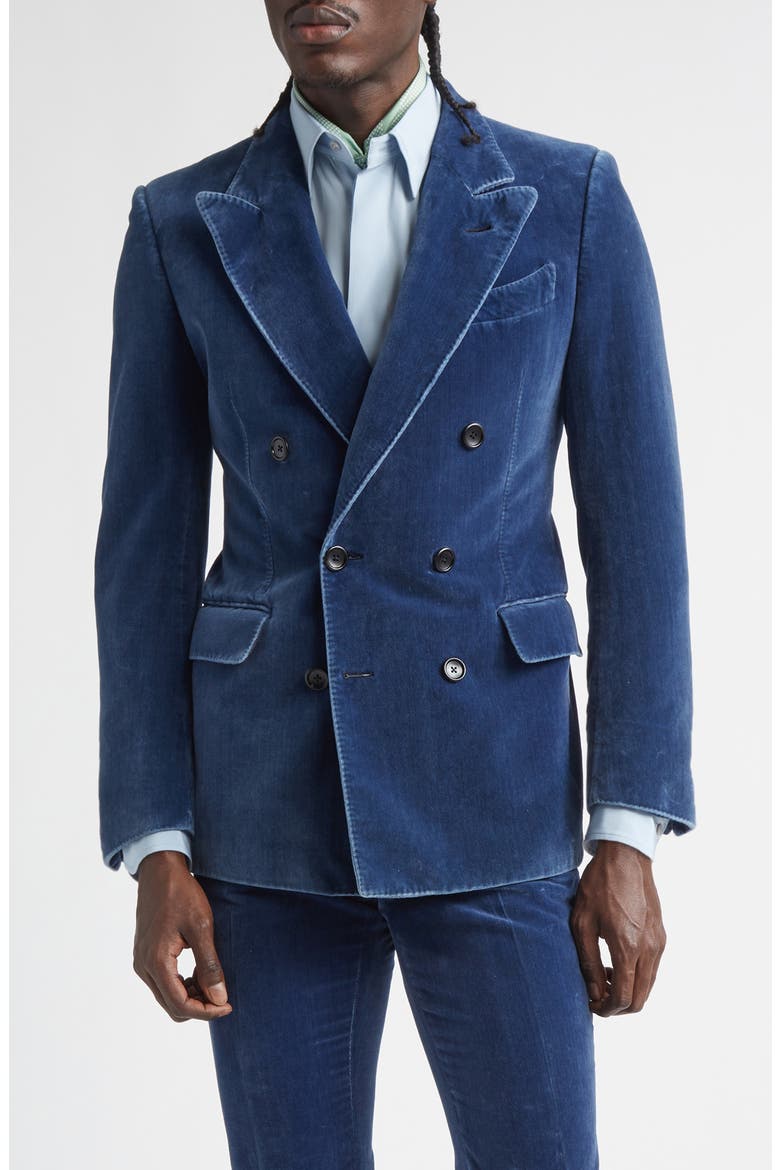 Double Breasted Velveteen Jacket, Main, color, INDIGO