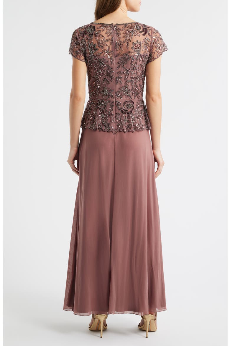 Beaded Mesh Mock Two-Piece Gown, Alternate, color, MAUVE