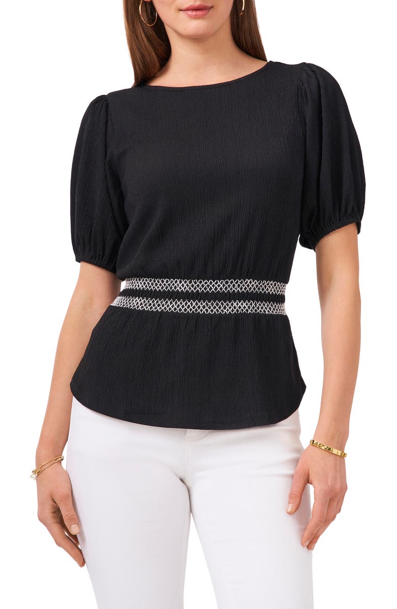 Vince Camuto Puff Sleeve Peplum Top, Main, color, 