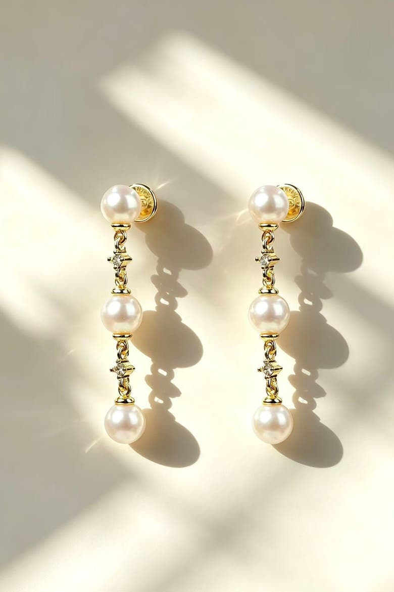Juliette Pearl Drop Earrings, Alternate, color, Gold