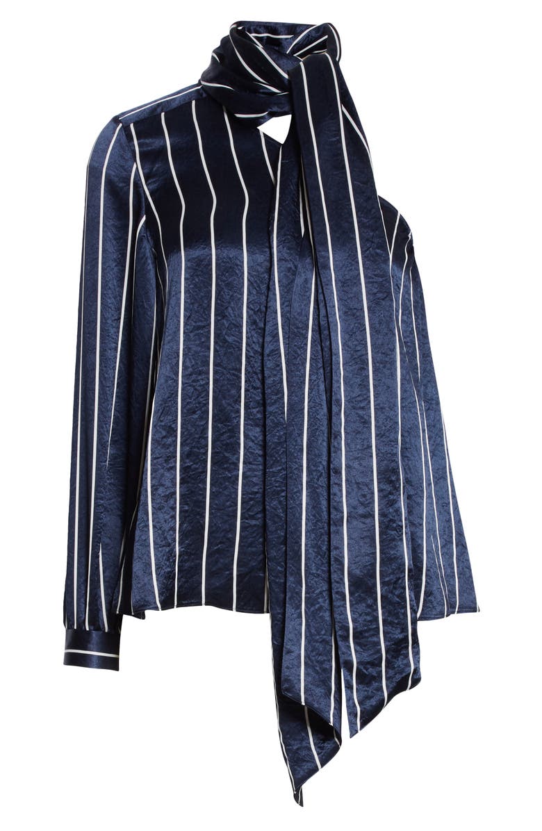 HUGO Casini One-Shoulder Hammered Satin Top, Alternate, color, 