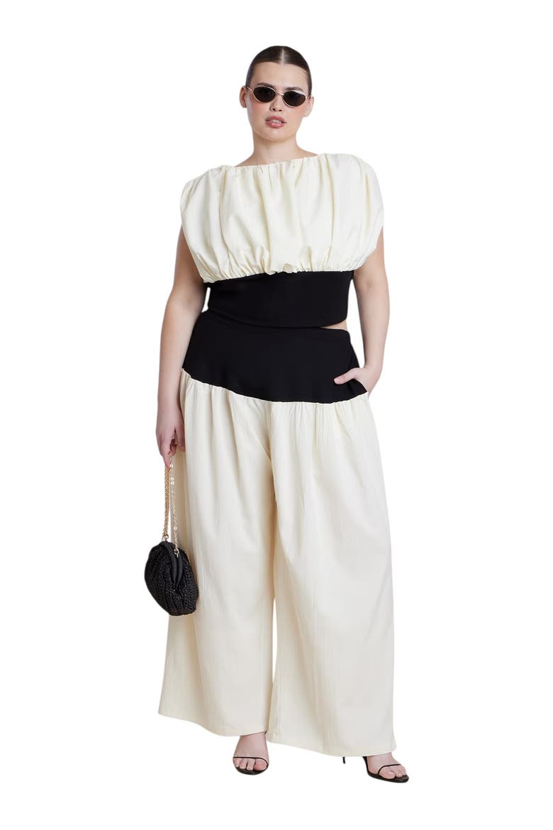 Colorblocked Wide Leg Pant, Alternate, color, BLACK AND WHITE