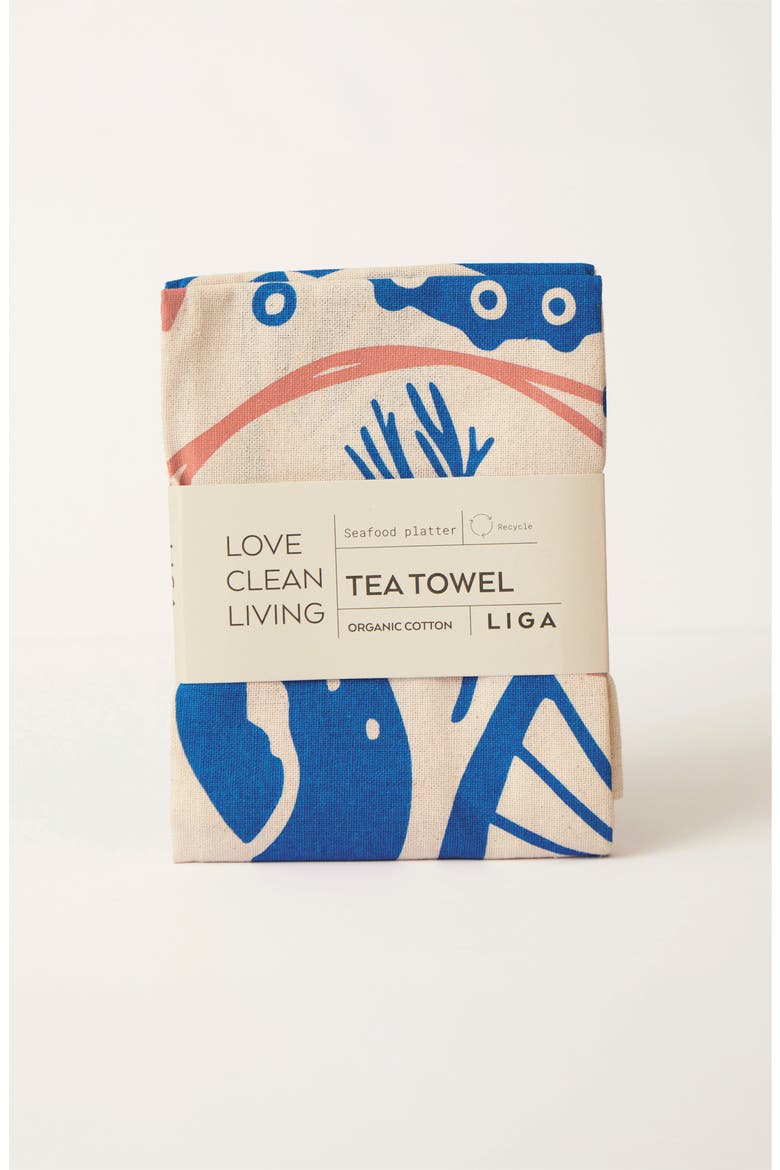 Tea Towels - Seafood Platter Set of 2 + Dishcloths Set of  2- Seafood Platter, Alternate, color, Tea Towel