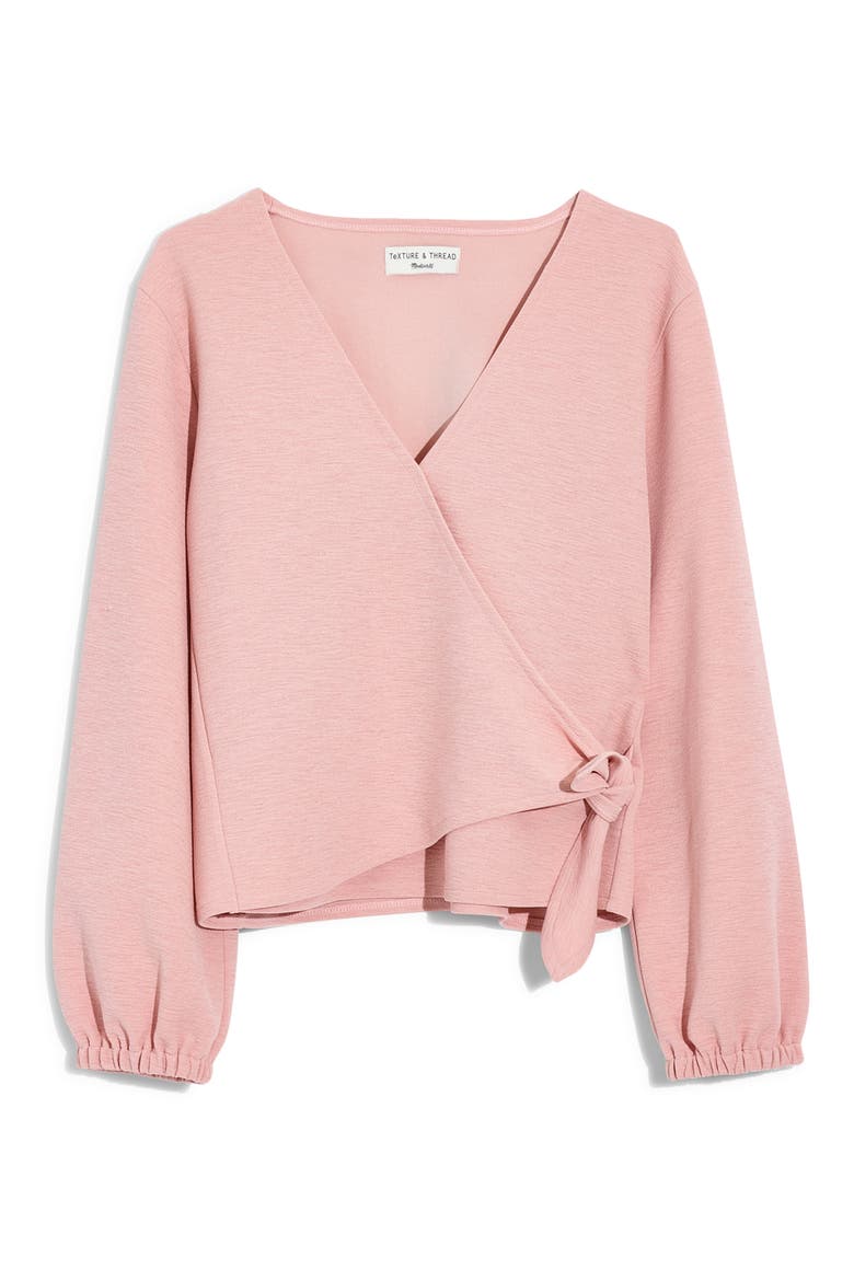 Texture & Thread Crepe Wrap Top, Alternate, color, WISTERIA DOVE