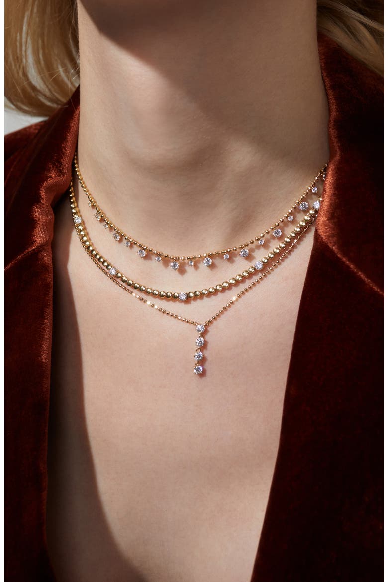 Twilight Cubic Zirconia Shaky Ball Chain Necklace, Alternate, color, GOLD