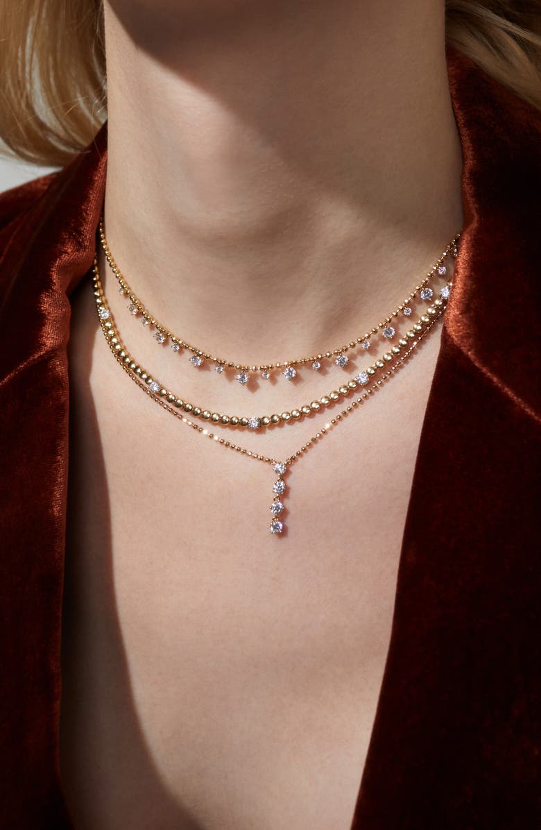 Nadri Twilight Cubic Zirconia Shaky Ball Chain Necklace, Alternate, color, Gold