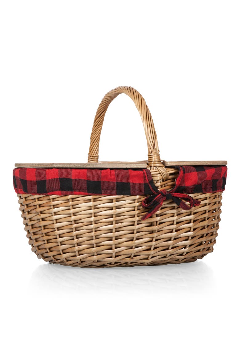 Country Picnic Basket, Alternate, color, RED
