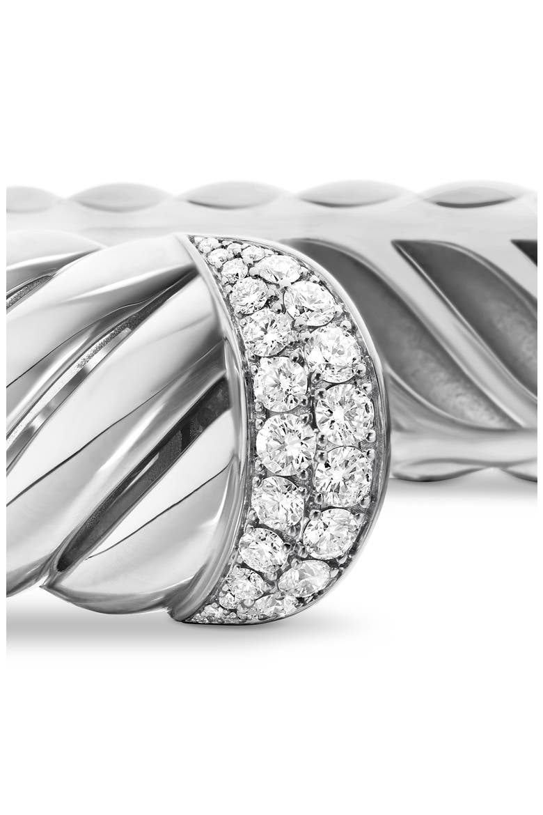 Sculpted Cable Cuff Bracelet with Pavé Diamonds, Alternate, color, DIAMOND/ SILVER