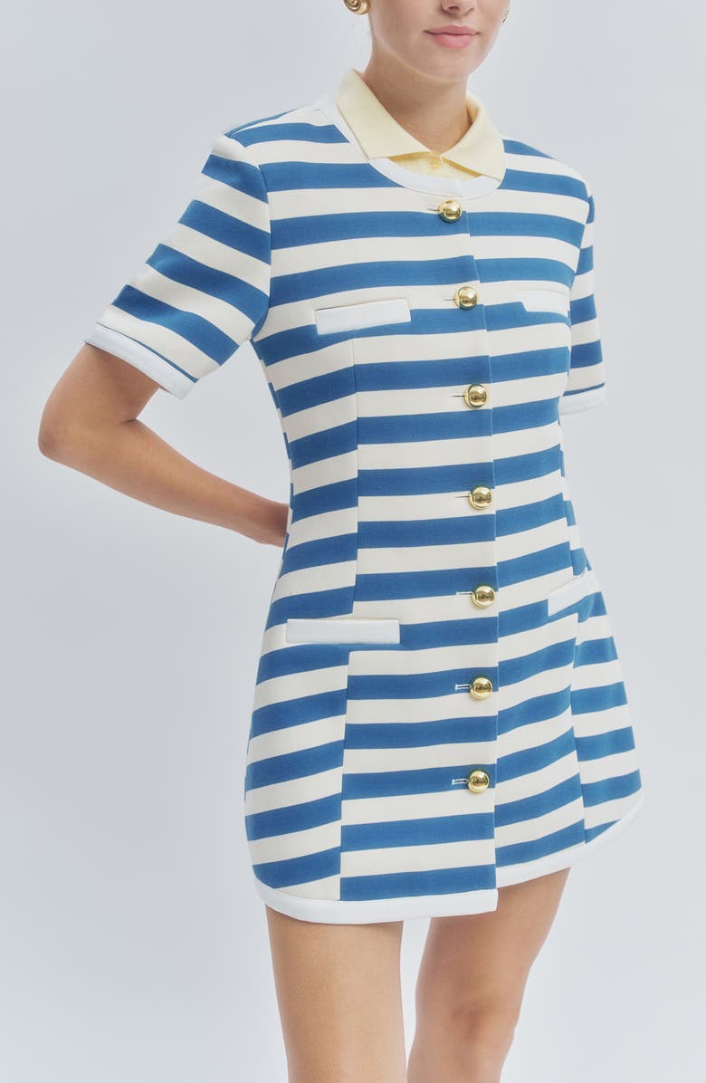 MAUDE CLUB Taylor Stripe Dress, Alternate, color, Blue Stripe