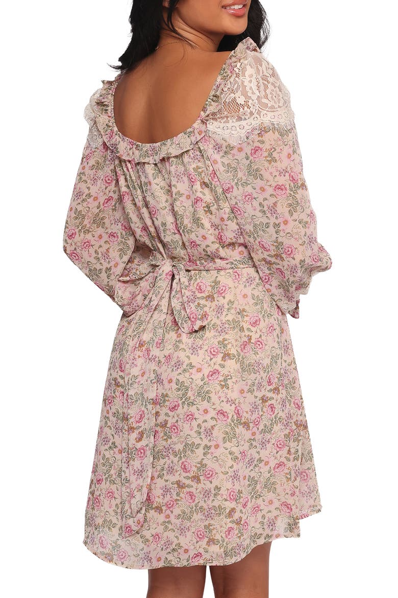Sylvia Print Long Sleeve Minidress, Alternate, color, IVORY MULTI