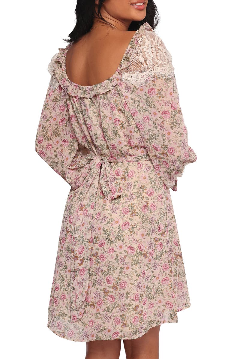 Petal & Pup Sylvia Print Long Sleeve Minidress, Alternate, color, Ivory Multi