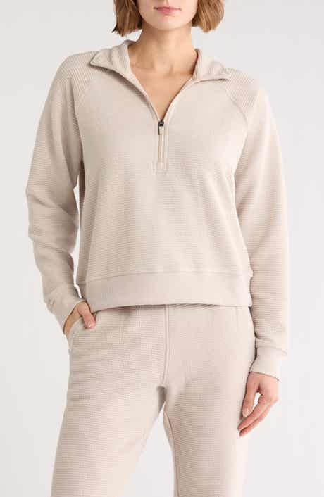 90 DEGREE BY REFLEX Horizontal Quilted Textured Pullover