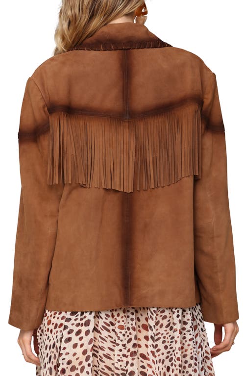Avec Les Filles Fringe Genuine Suede Blazer In Brown