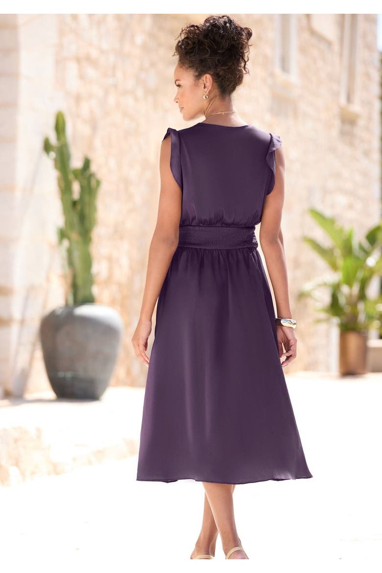 Ruffle Satin Dress, Alternate, color, Purple