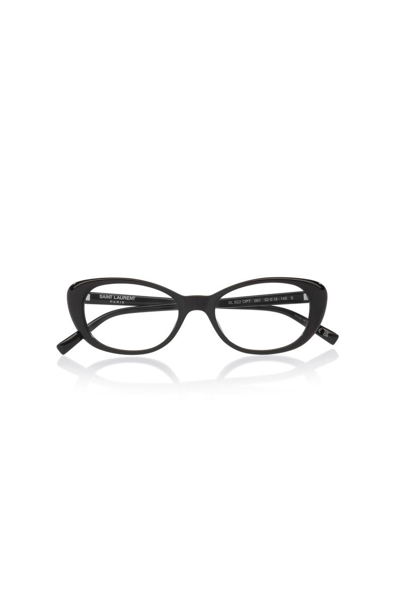 Saint Laurent 52mm Cat Eye optical glasses, Alternate, color, Black