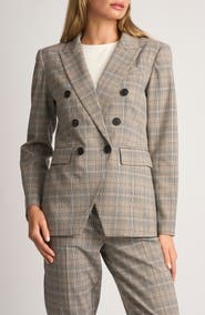 Halogen® Plaid Double Breasted Blazer