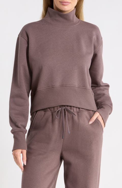 Feather Fleece Mock Neck Sweatshirt