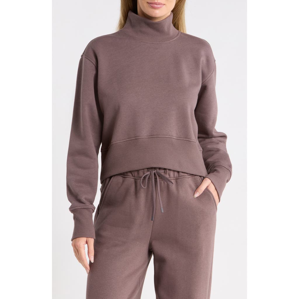 Z By Zella Feather Fleece Mock Neck Sweatshirt In Pink