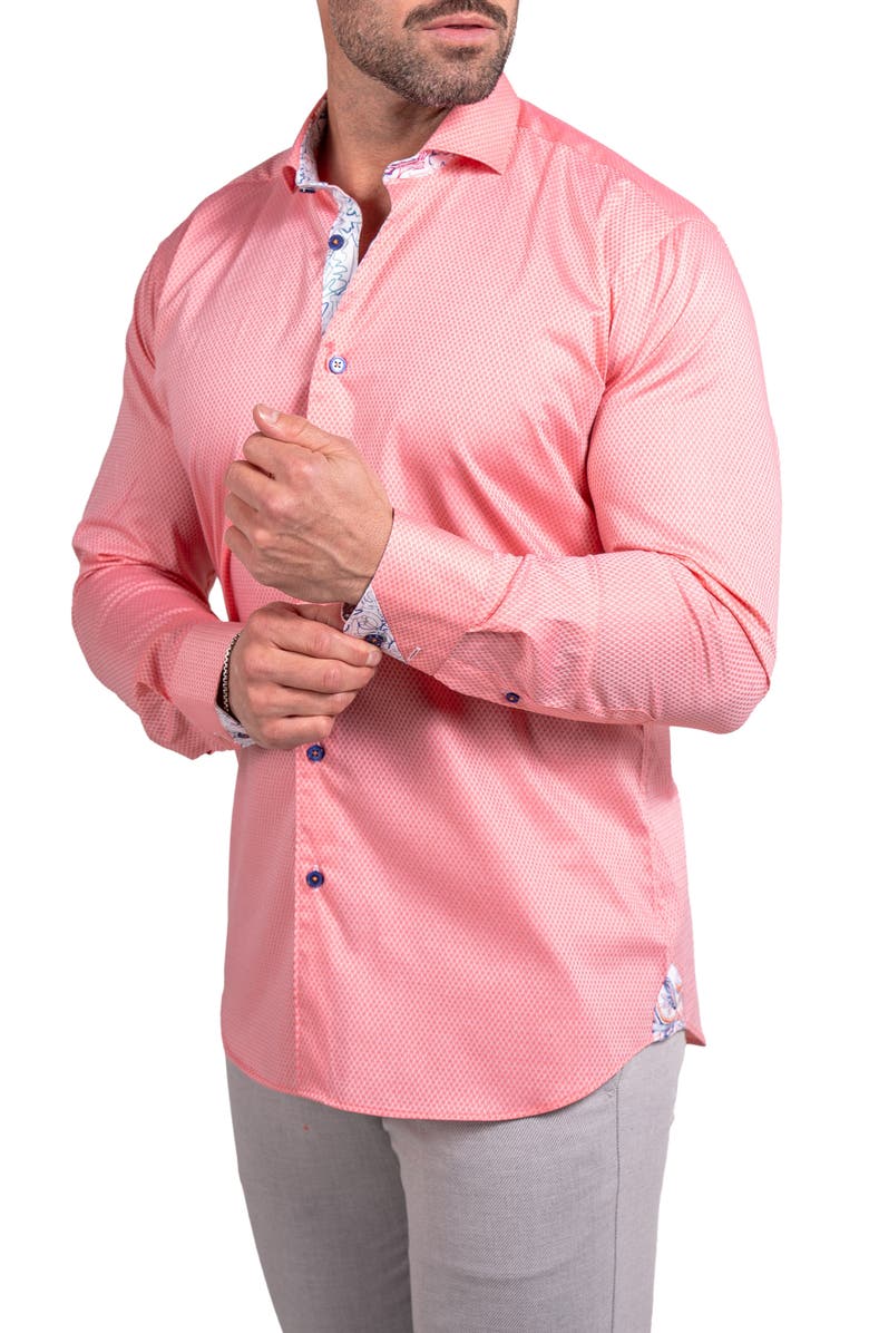 Maceoo Einstein Ascension0061 Red Micropattern Cotton Button-Up Shirt, Alternate, color, Red