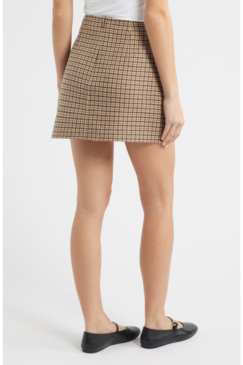 Double Face Wool Miniskirt, Alternate, color, DARK COCOA