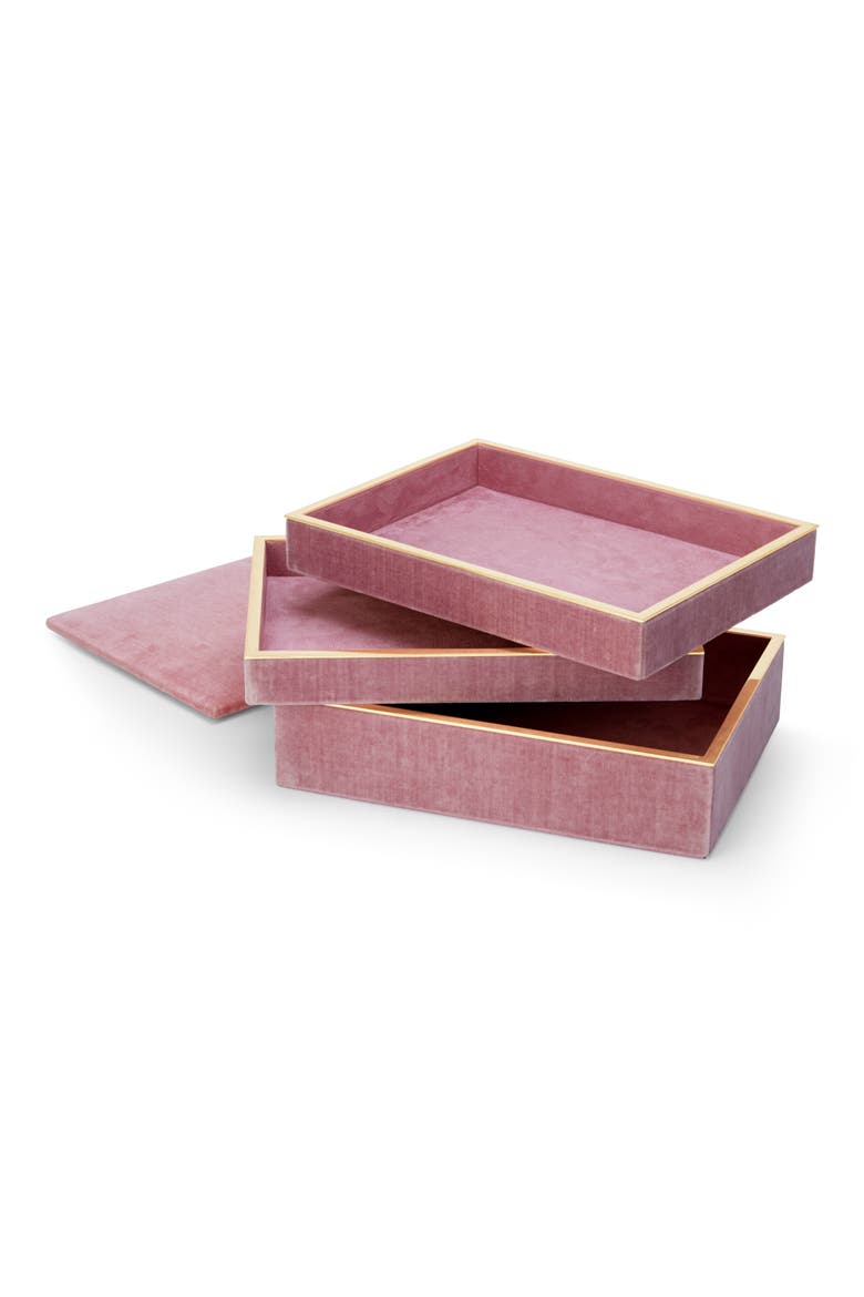 Valentina Velvet Jewelry Box, Alternate, color, PINK