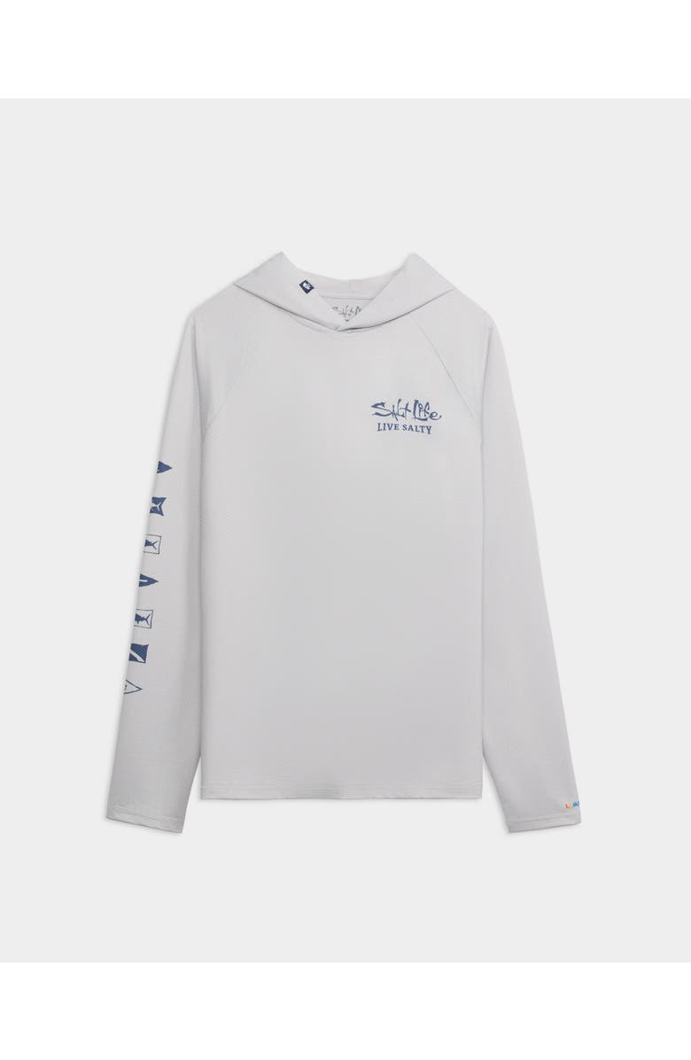 Salt Life Ocean Kin 2.0 Perforated Hoodie, Main, color, Mist Grey