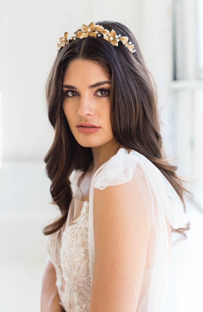 Brides & Hairpins Noemie Halo Crown Comb, Alternate, color, Gold