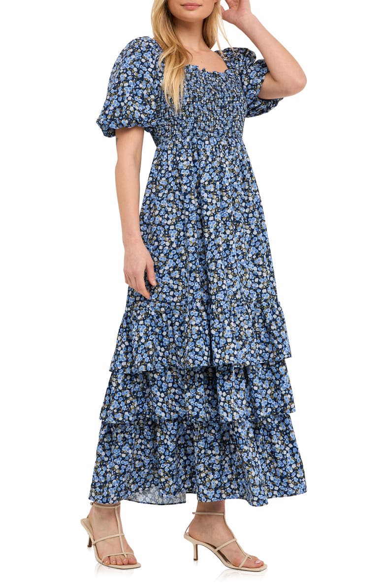 English Factory Floral Smocked Maxi Dress, Alternate, color,