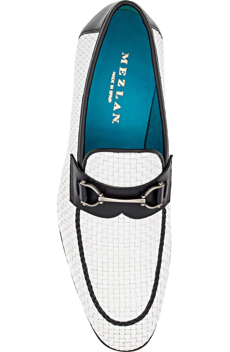 Mezlan Salva Bit Ornament Leather Loafer, Alternate, color, White / Black