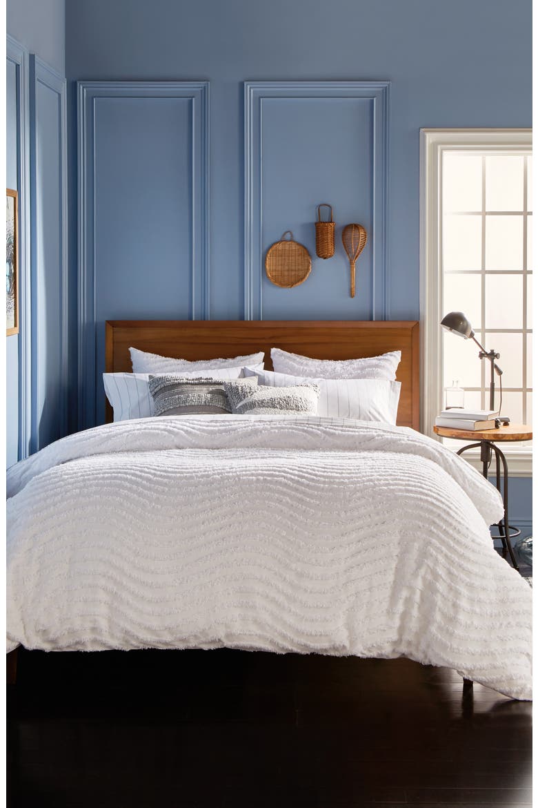 Chenille Wave Comforter & Sham Set, Main, color, WHITE