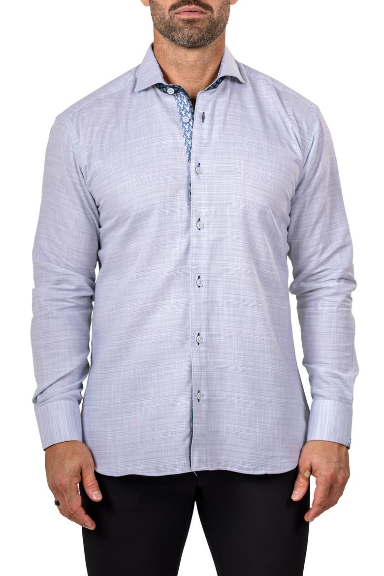 Eins Marthy Cotton Button-Up Shirt, Main, color, GREY