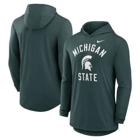 Men's Nike Green Michigan State Spartans Classic Arch Tri-Blend Performance Long Sleeve Hoodie T-Shirt