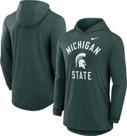 Nike Men's Nike Green Michigan State Spartans Classic Arch Tri-Blend Performance Long Sleeve Hoodie T-Shirt