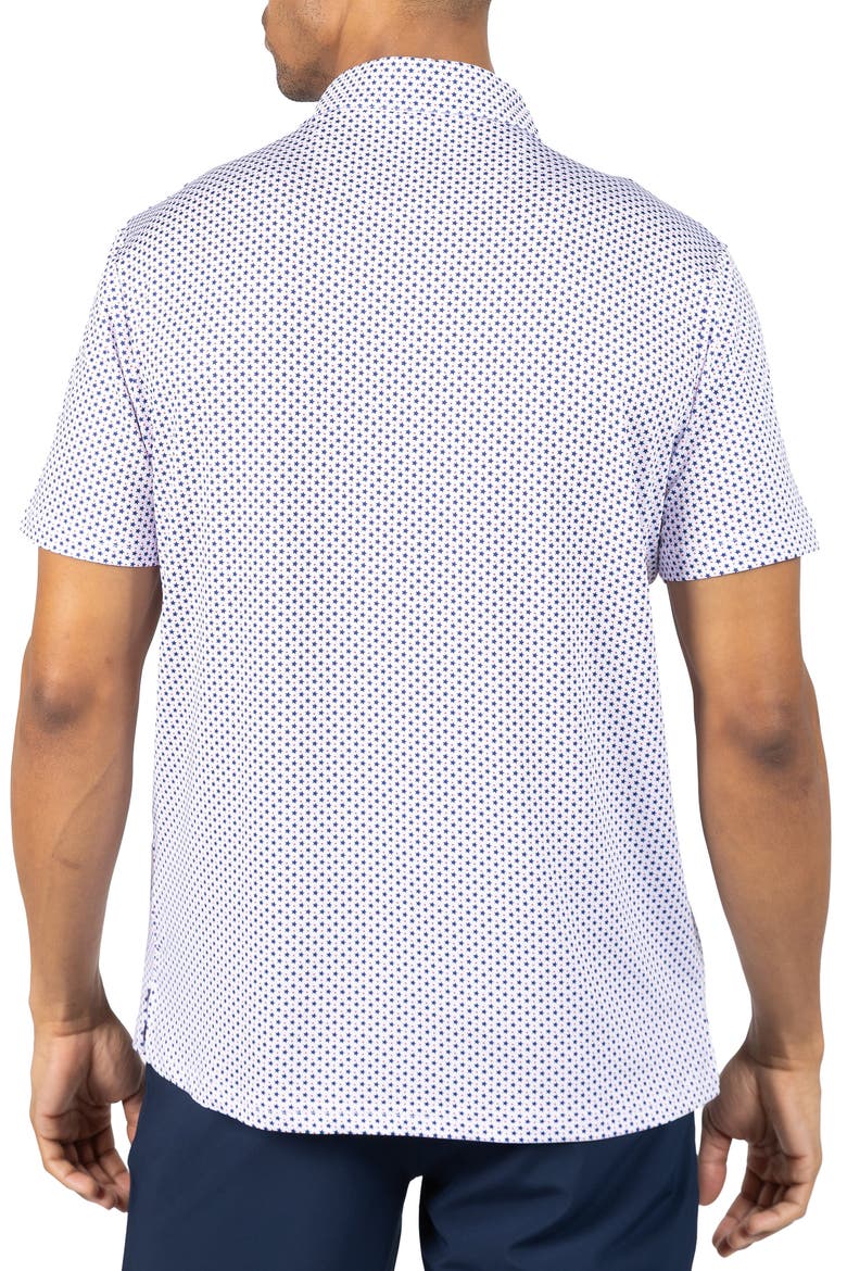 Stars Print Performance Polo, Alternate, color, WHITE