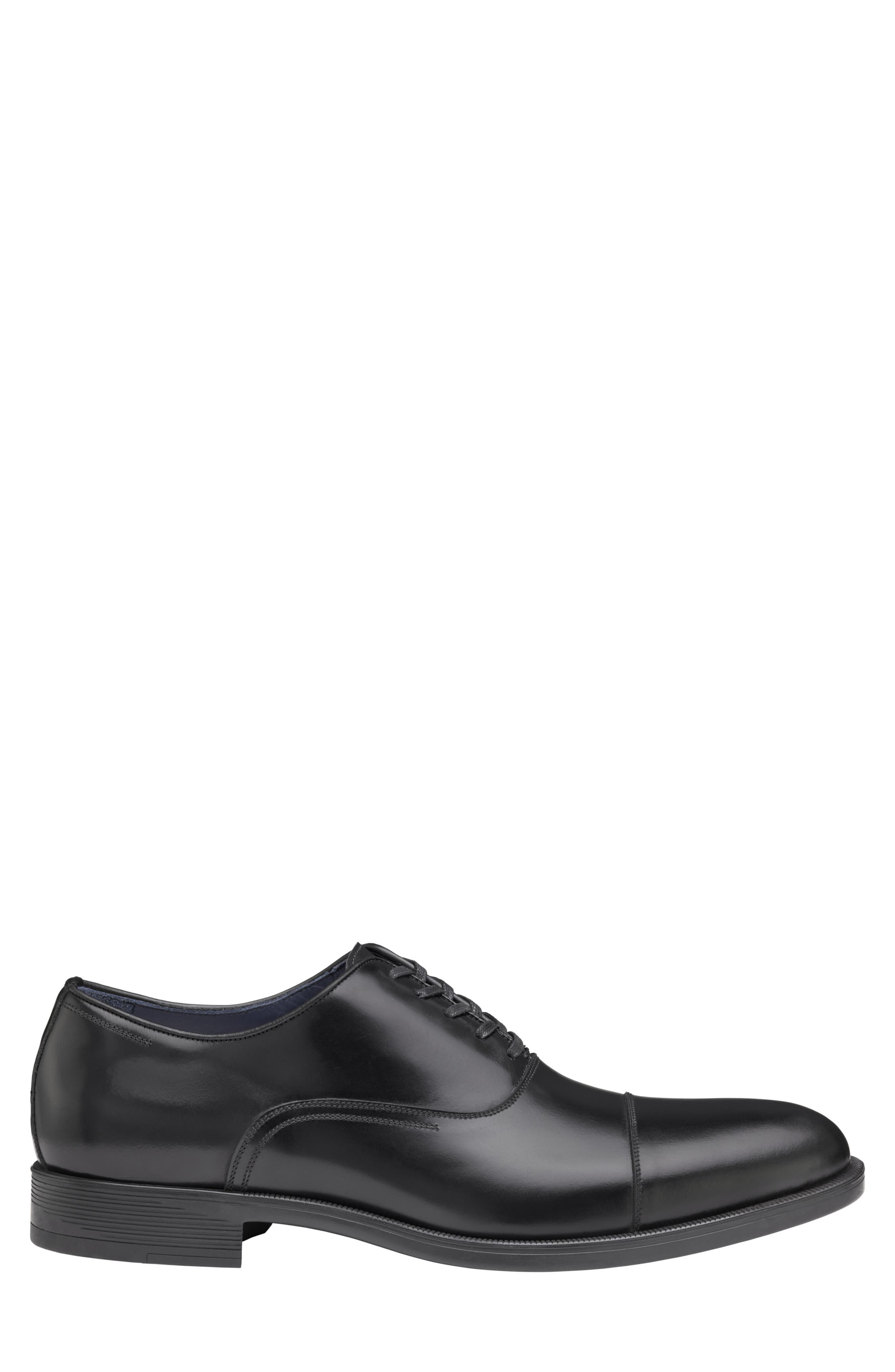 Johnston & Murphy Flynch Cap Toe Oxford, Alternate, color, Black Italian Calfskin