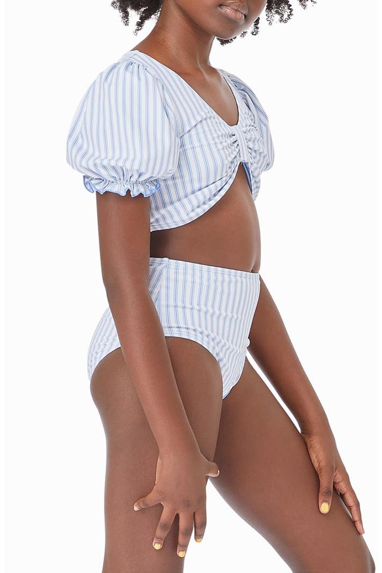 Habitual Kids' Puff Sleeve Stripe Two-Piece Swimsuit, Alternate, color, STRIPE