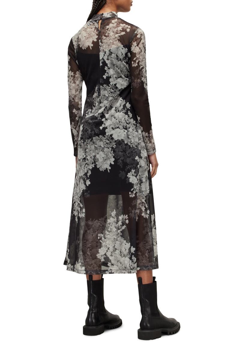 Hanna Venetia Long Sleeve Midi Dress, Alternate, color, BLACK