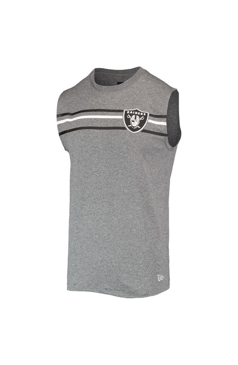 New Era Men's New Era Heathered Gray Las Vegas Raiders Brushed Sleeveless Tank Top, Alternate, color, Heather Gray