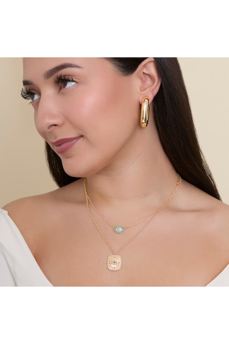 JS Jessica Simpson Gold-Tone Layered Evil Eye Pendant Necklace Set, Alternate, color, Gold