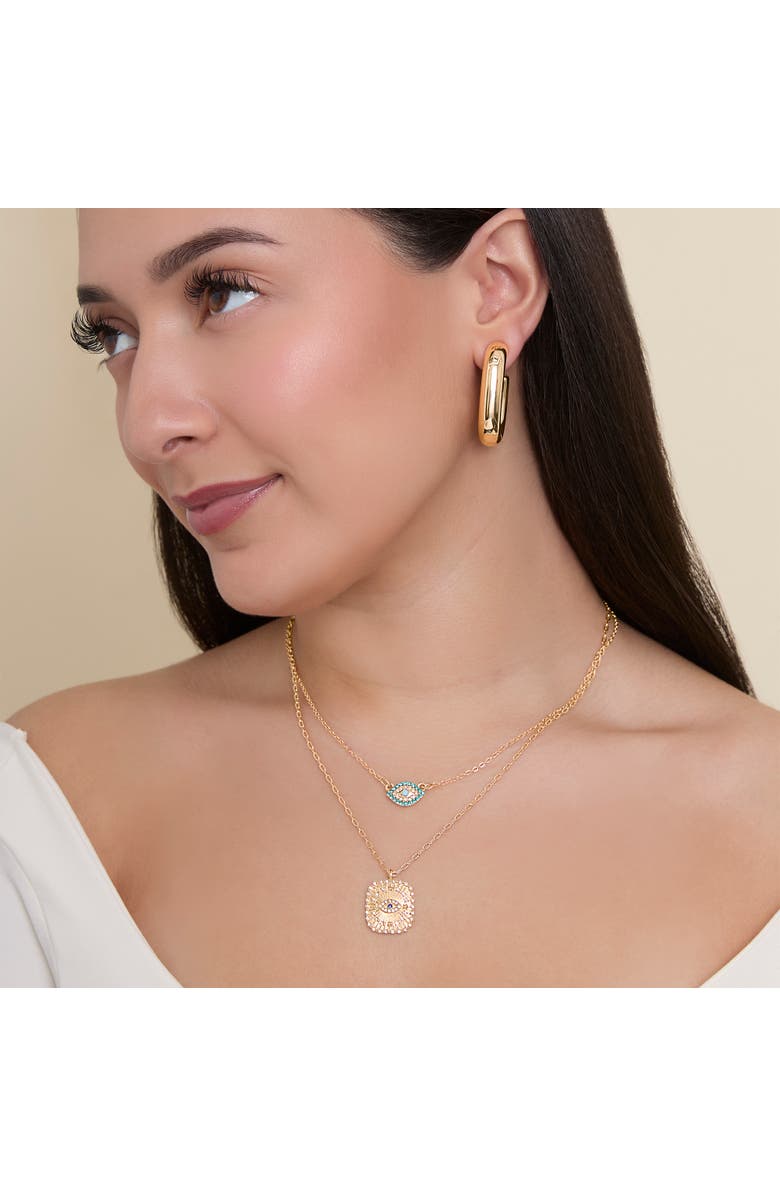 Jessica Simpson Gold-Tone Layered Evil Eye Pendant Necklace Set, Alternate, color, Gold