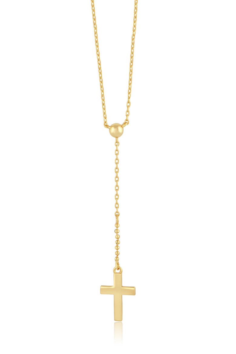 Cross Pendant Lariat Necklace, Main, color, GOLD