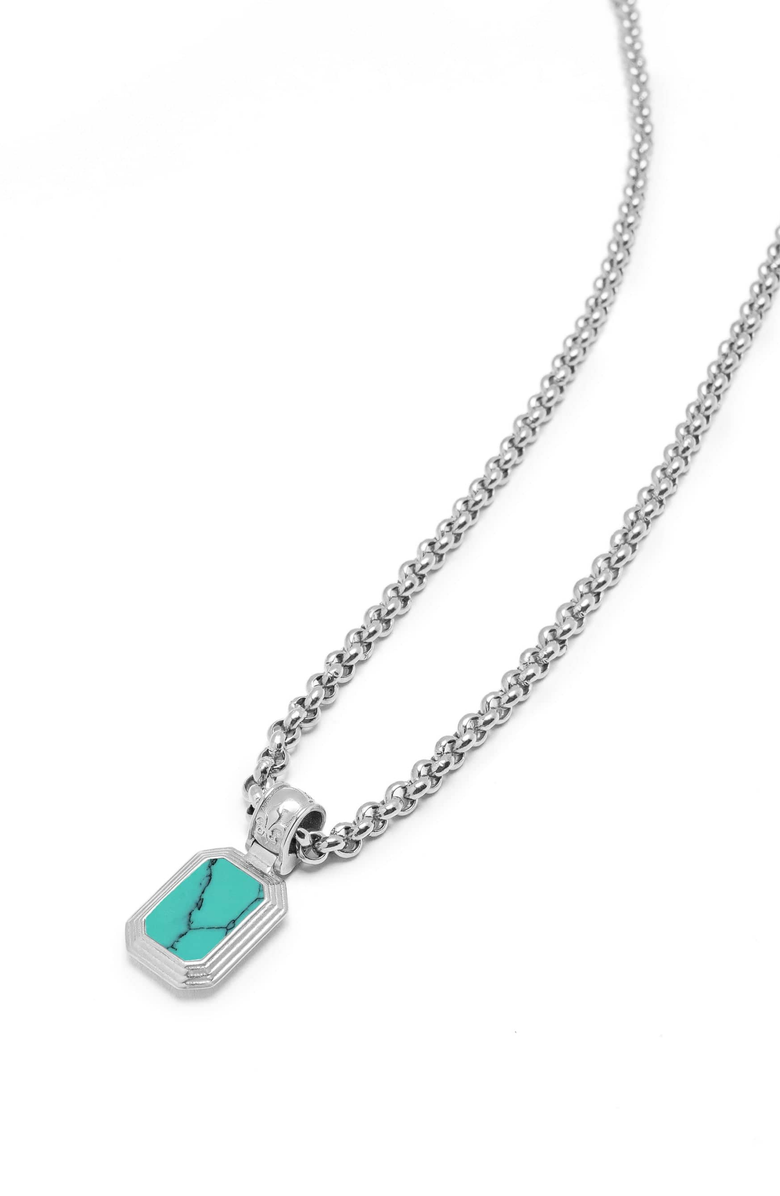 Nialaya Sterling Silver Necklace with Two-in-One Turquoise and Black Onyx Pendant, Alternate, color, Turquoise / Black Onyx