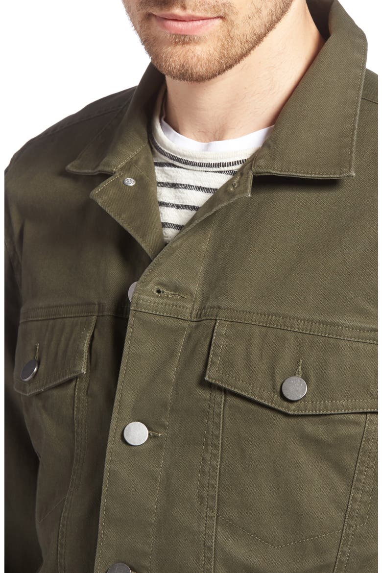 Stretch Cotton Trucker Jacket, Alternate, color, GREEN FOREST