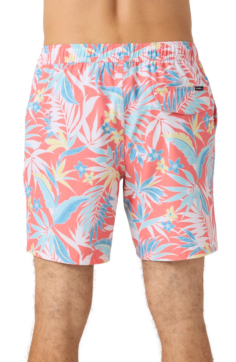 O'Neill Hermosa Elastic Waist Swim Trunks, Alternate, color, Peach Echo