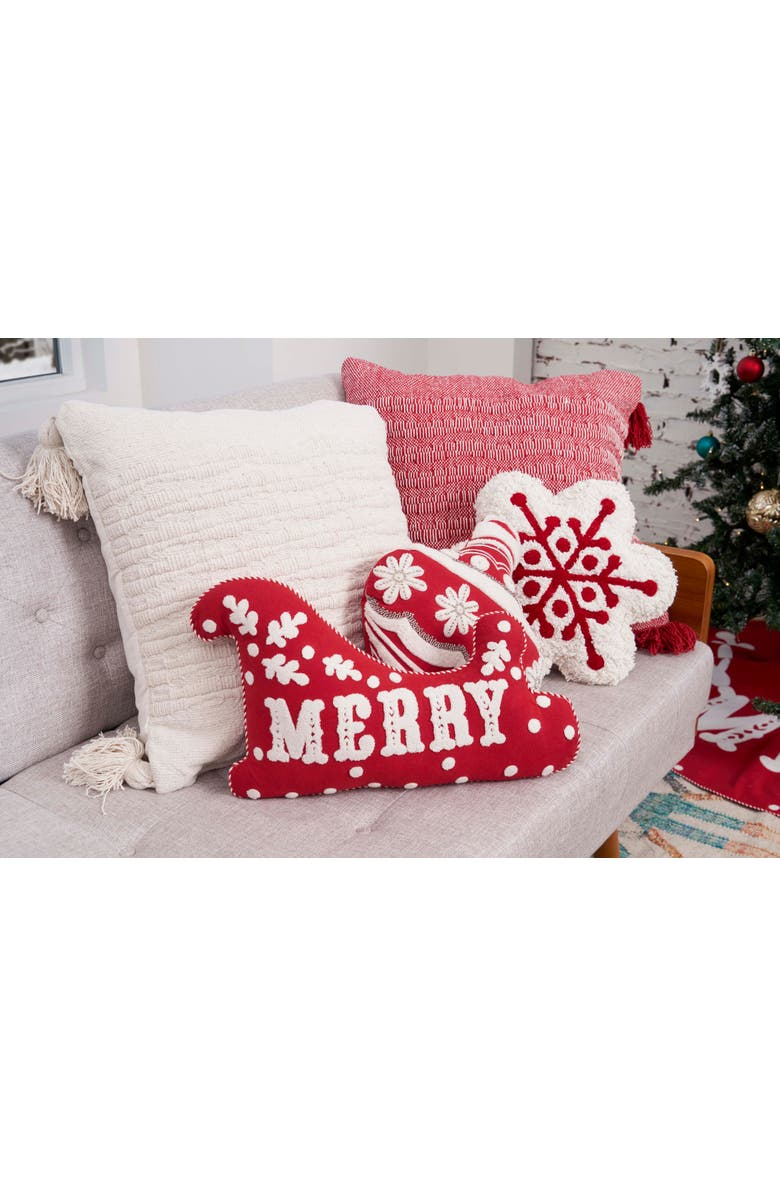 carol & frank Merry Shaped Throw Pillow, 14" x 20", Alternate, color, Red