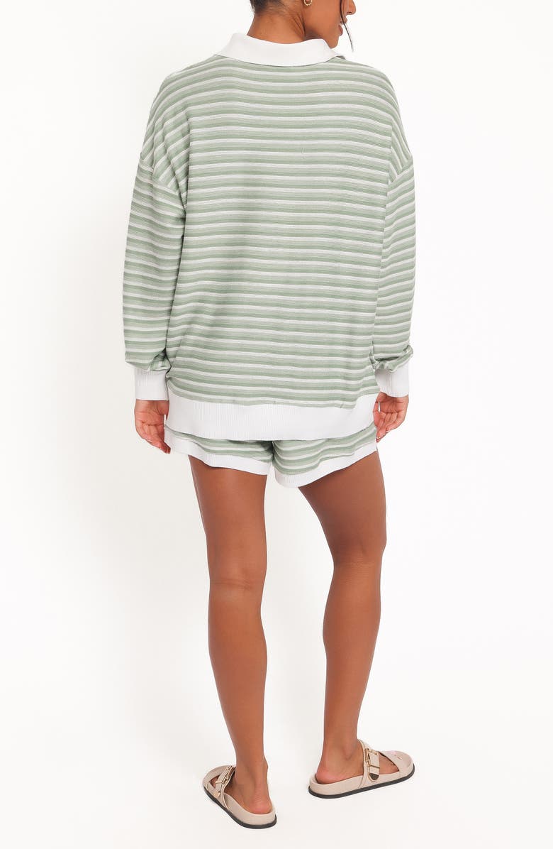 Petal & Pup Dealia Stripe Polo Sweater & Shorts Set, Alternate, color, Sage Stripe
